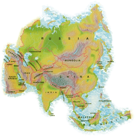 Ben voil� o� on �tais, vu de tr�s loin. Encadr�s par la Russie au nord, et la Chine au Sud